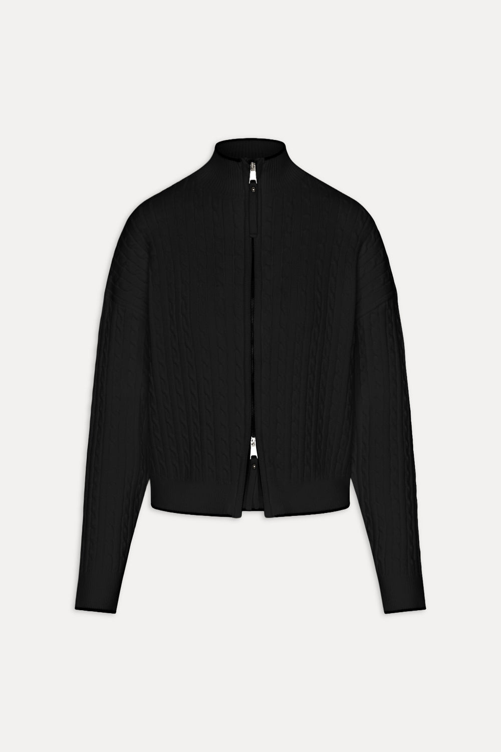 Bea Cloud Knit Zip Up Sweater - Black - Image 3