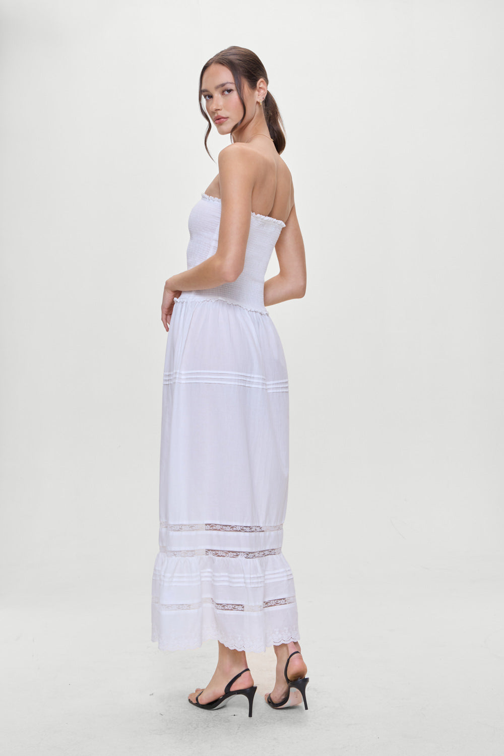 Empress Strapless Smocked Maxi Dress - White - Image 3