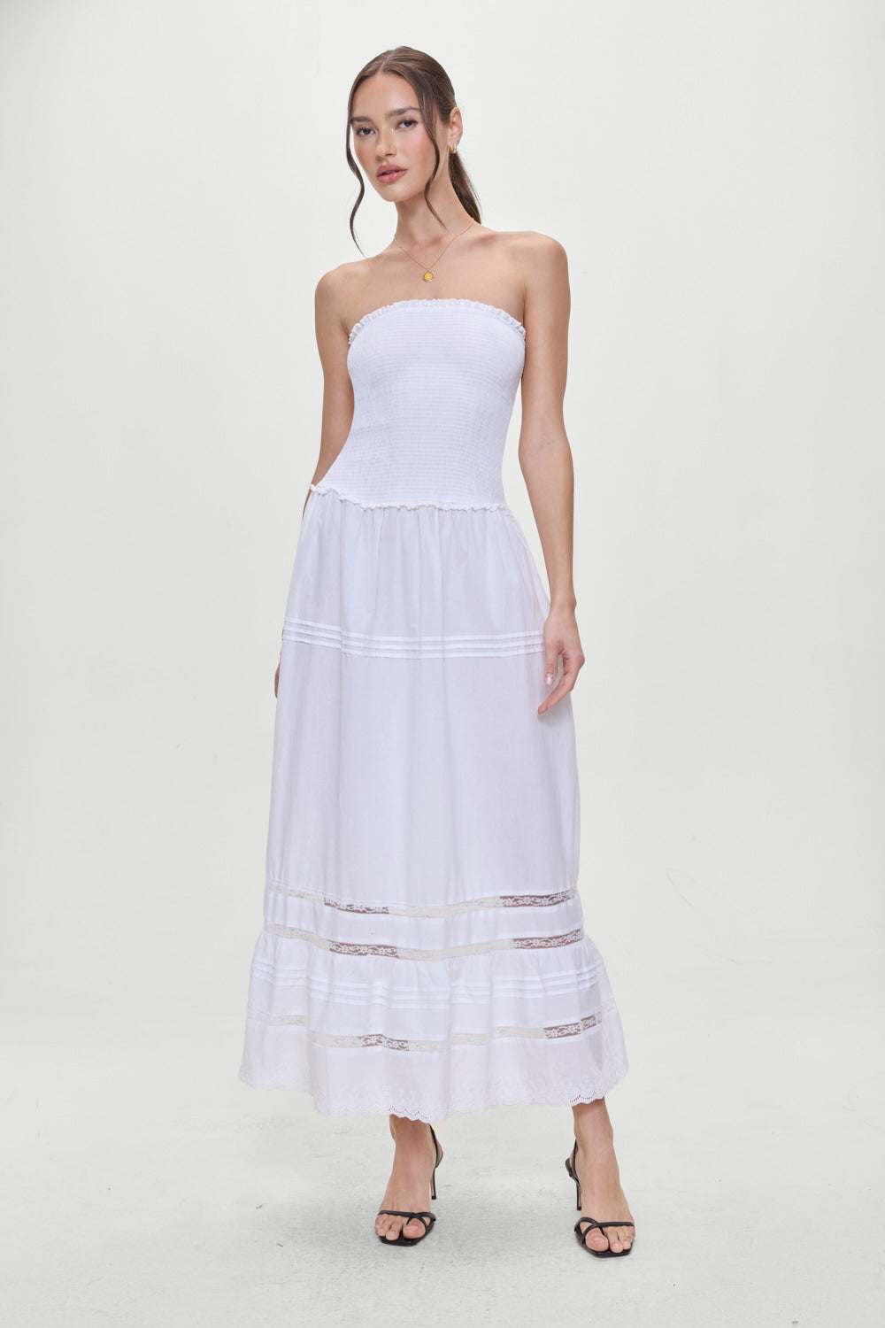 Empress Strapless Smocked Maxi Dress - White - Image 5