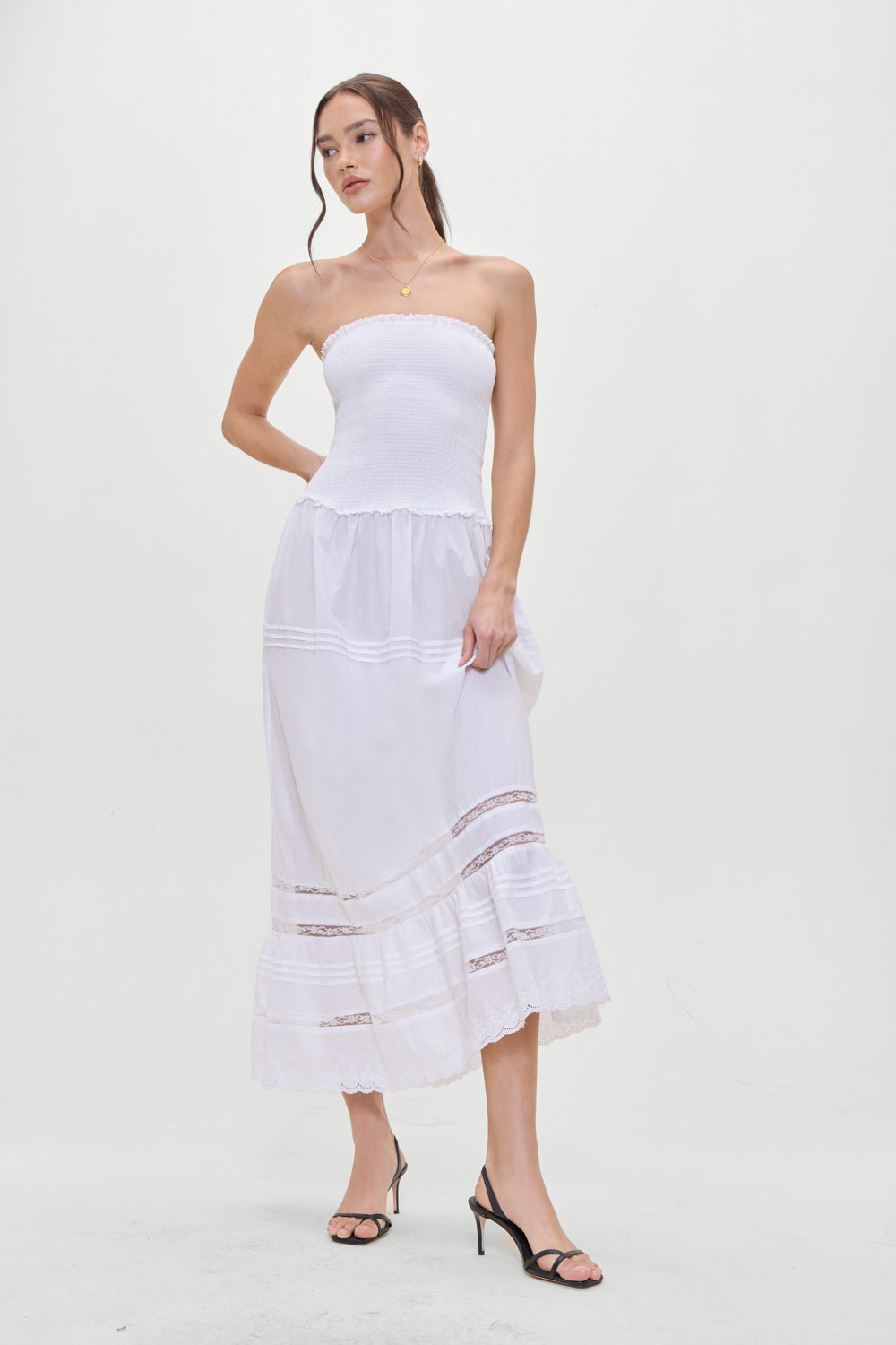 Empress Strapless Smocked Maxi Dress - White - Image 7