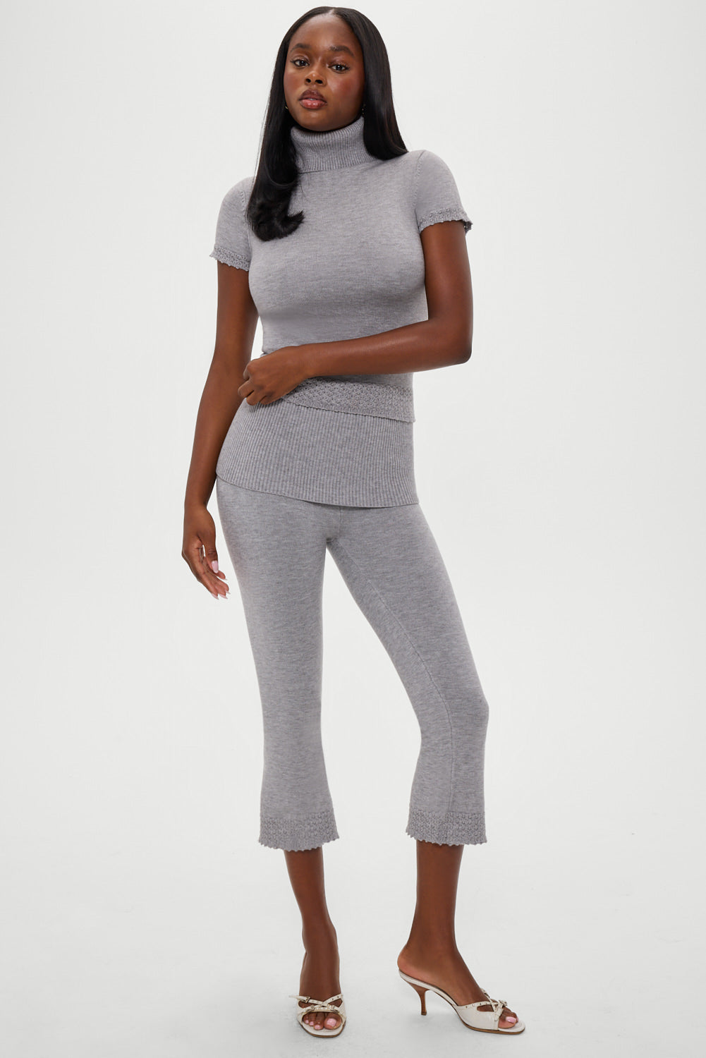 Jasmine Short Sleeve Turtleneck - Cloud Cover - Image 2