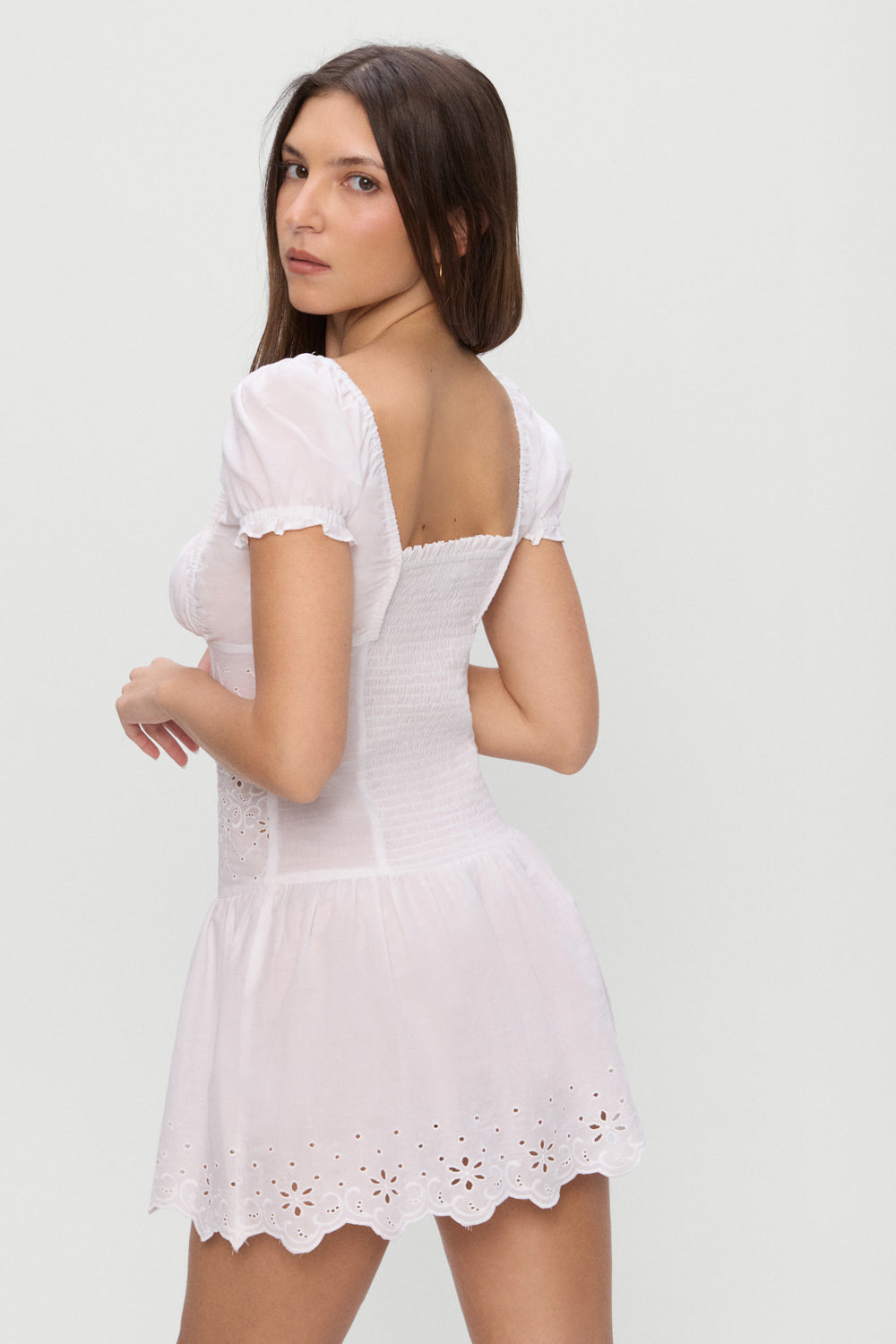 Lucien Cotton Embroidered Mini Dress - Optic White - Image 4