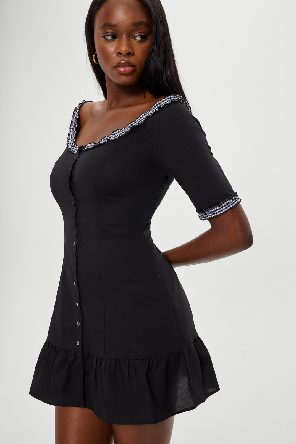 Sweet Dreams Cotton Mini Dress - Black - Image 2