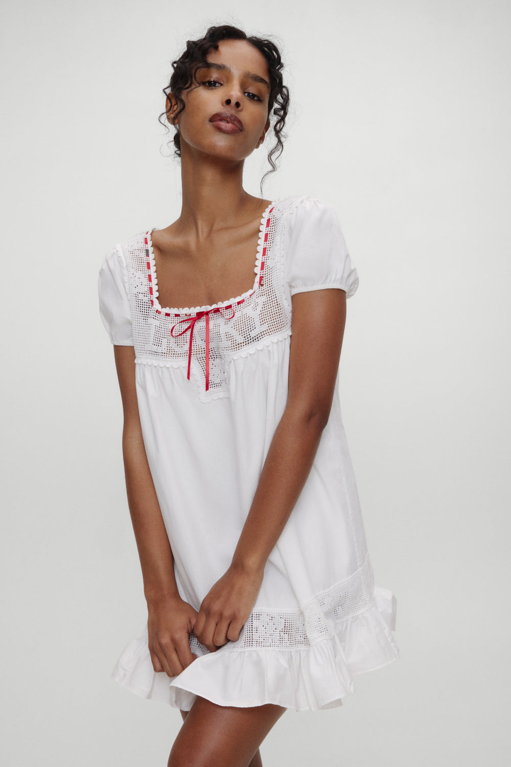 x BELLA HADID Western Poplin Mini Dress - White - Image 2