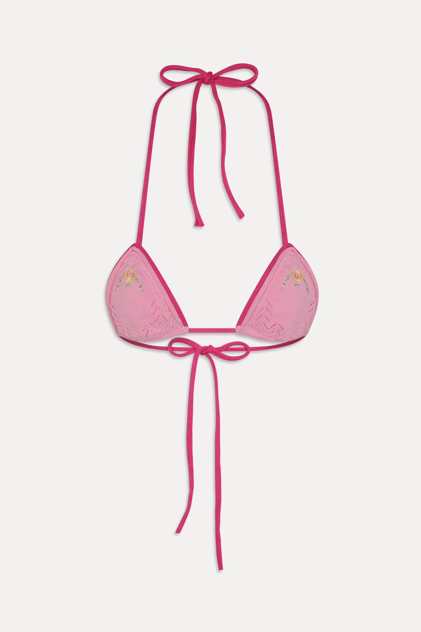 Tide Knit Triangle Bikini Top - Strawberry Lemonade - Image 3